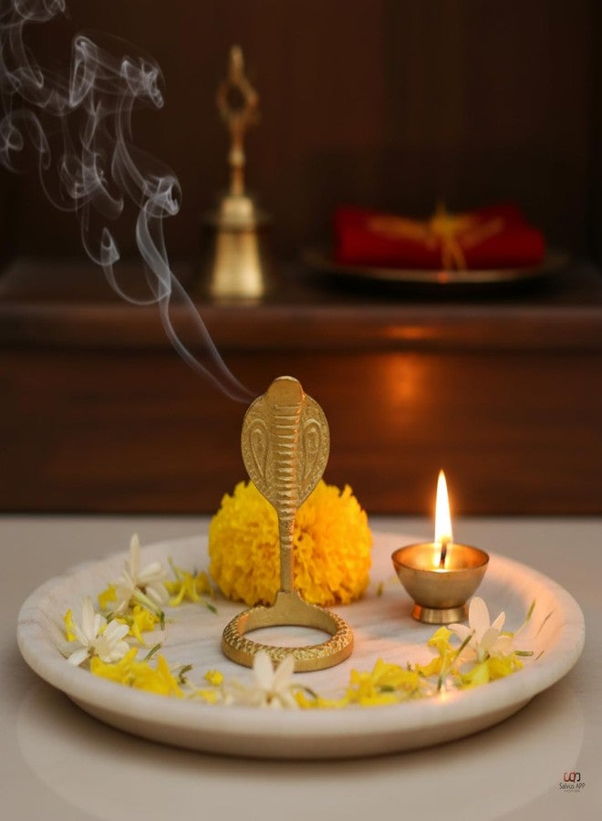 Salvus APP SOLUTIONS Brass Snake for Shivling - Premium Brass Naag Diya | Cobra Design Oil Lamp & Tealight Holder for Pooja, Home Mandir, Temple Decor & Spiritual Gifting (Golden_2 x 2.5 inch) - Image 5